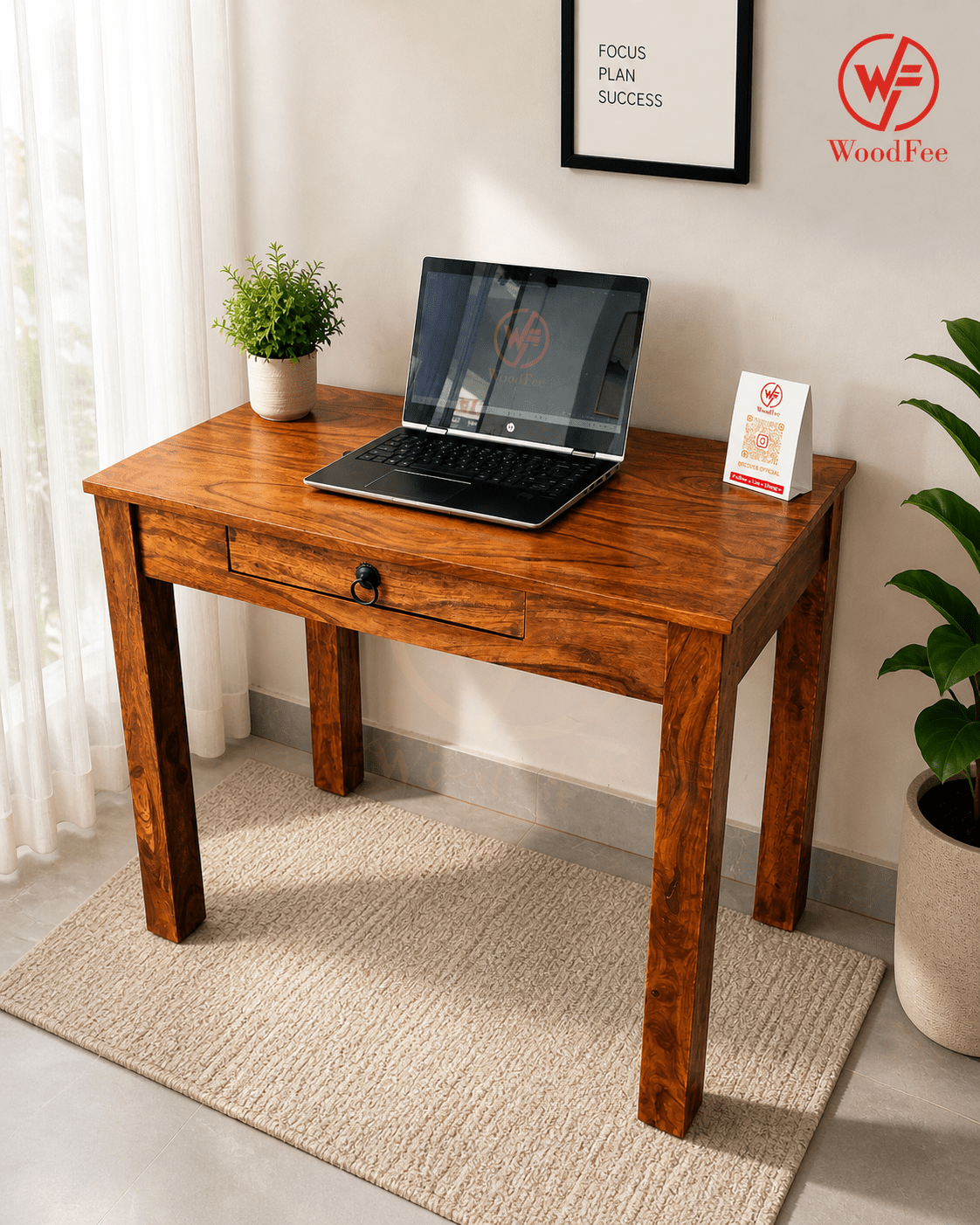 WoodFee Sheesham Wood 1 Drawer Study Table / Computer Table - WoodFee