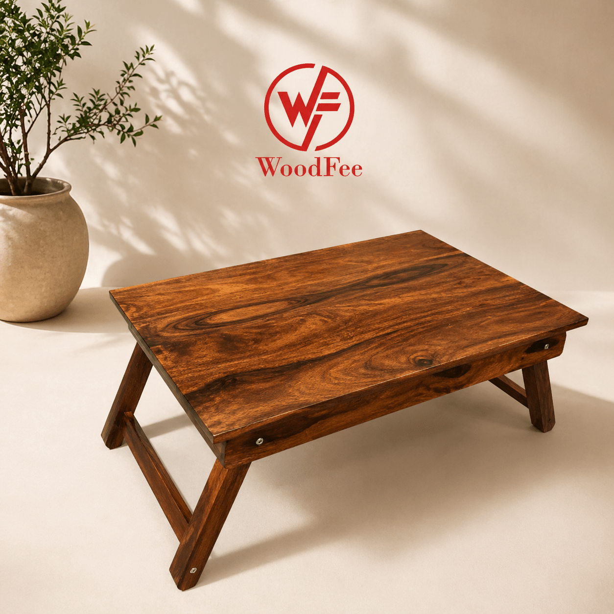 WoodFee Sheesham Wood Folding Bed Table - WoodFee