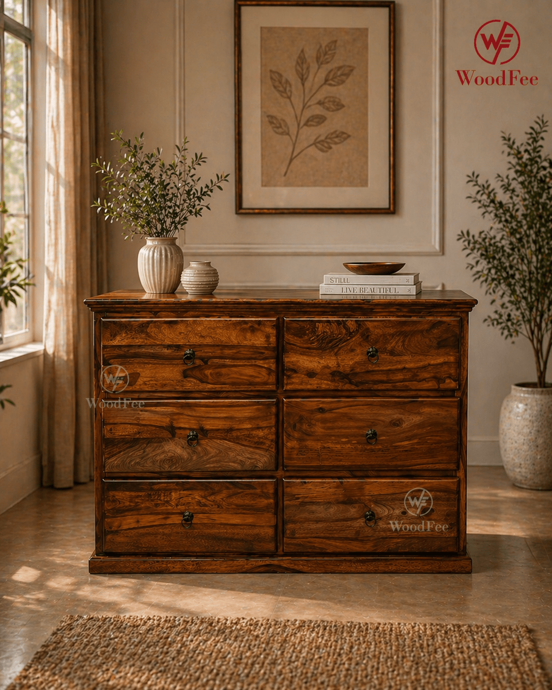 WoodFee Chester 6 drawer Sheesham Wood - WoodFee