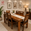 WoodFee Round Corner Sheesham Wood Dining Table Set with 6 Chairs - WoodFee